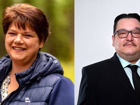 PC candidate Charlotte Larocque, left, and NDP candidate Eric Redhead are the two candidates running in the Thompson byelection on June 7.