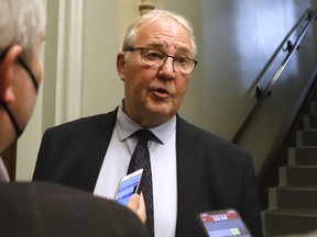 President of the Queen's Privy Council for Canada and Minister of Emergency Preparedness Bill Blair speaks with reporters as he arrives for a caucus meeting on Parliament Hill in Ottawa on Wednesday, June 22, 2022.