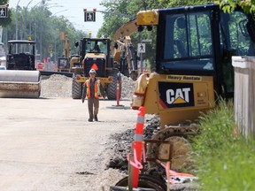 Road construction on Stafford Avenue in Winnipeg on Mon., June 27, 2022.