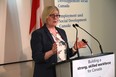 Minister of Employment, Workforce Development and Disability Inclusion Carla Qualtrough speaks during a funding announcement at Workplace Education Manitoba's offices in Winnipeg on Monday, July 25.