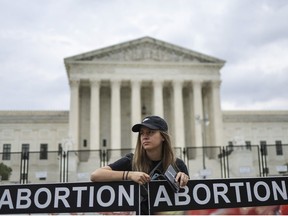 An anti-abortion activist protest outside the U.S. Supreme Court on June 27, 2022 in Washington, DC.