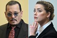 Johnny Depp and Amber Heard seen in a Fairfax, Va., courtroom on May 3, 2022.
