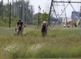 Two cyclists use an active transit path in Winnipeg on Thursday, July 7, 2022. Ground has been broken on the new Northwest Hydro Corridor Multi-use Path Project.