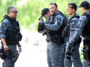 Winnipeg Police Tactical Support Unit responds to a call on Saturday, July 16, 2022, in Winnipeg.