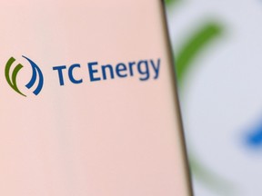 TC Energy's logo is pictured on a smartphone in this illustration taken. REUTERS/Dado Ruvic/Illustration/File Photo