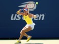 Westmount's Eugenie Bouchard returns a shot to Linda Noskova of the Czech Republic during third round of qualifying for the U.S. Open on Aug. 25, 2022, in New York City.