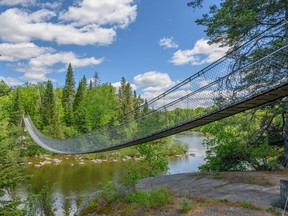 The Pinawa Suspension Bridge, seen in this photo, is one of many amenities in the community of Pinawa that allows residents to stay active. Pinawa has been named one of Canada’s most active communities through the ParticipACTION Community Better Challenge.