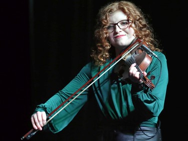 Fiddler Erin Okrainec performs at the Folklorama Irish Pavilion at Soul Sanctuary on Chevrier Boulevard in Winnipeg on Monday, Aug. 1, 2022.