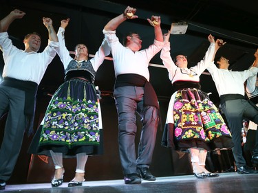 A dance group performs at the Folklorama Casa do Minho Portuguese pavilion on Wall Street in Winnipeg on Monday, Aug. 1, 2022.