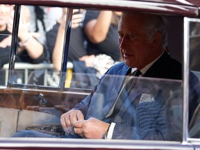 King Charles III leaves Buckingham Palace on September 11, 2022.