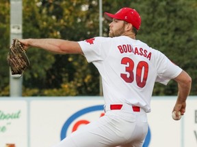 Winnipeg Goldeyes pitcher Landen Bourassa earned the victory in Game 1 of an American Association playoff series against the Fargo-Moorhead RedHawks on Sept. 7, 2022 at Shaw Park.