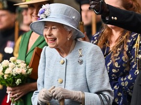 Queen Elizabeth II during the traditional Ceremony of the Keys at Holyroodhouse on June 27, 2022 in Edinburgh, Scotland.