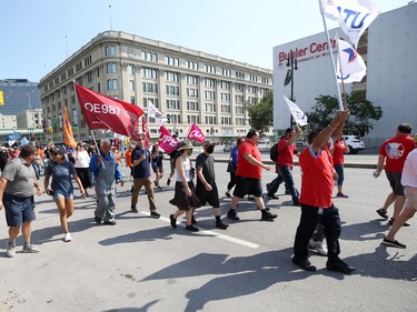 The Labour Day March on Portage Avenue in Winnipeg on Monday, Sept. 5, 2022.