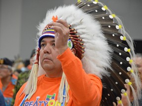 Brokenhead Ojibway Nation Chief Gordon Bluesky, was one of thousands who took part in events at The Forks and at the RBC Convention Centre in Winnipeg to commemorate the National Day for Truth and Reconciliation on Friday, Sept. 30, 2022.
