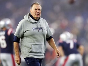 New England Patriots head coach Bill Belichick before a game against the Chicago Bears in Foxborough, Massachusetts, on October 24, 2022.