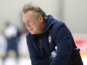Head coach Rick Bowness during Winnipeg Jets training camp at Bell MTS Iceplex in Winnipeg on Mon., Oct. 3, 2022.