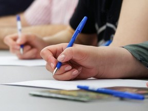 A student writing an exam