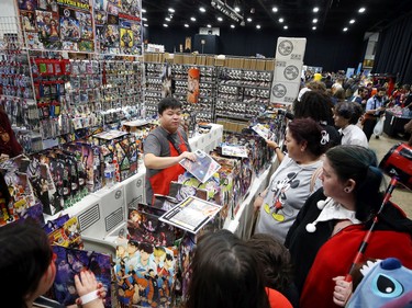 A vendor in the exhibit hall during Winnipeg Comiccon at the RBC Convention Centre on Sunday, Oct. 30, 2022.