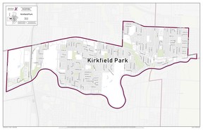 A map of the Kirkfield Park riding in Winnipeg.