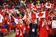 Canadian fans inside the stadium before the match against Belgium.