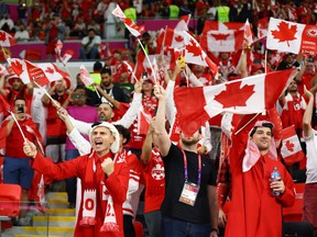 Canadian fans inside the stadium before the match against Belgium.