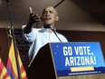 Former U.S. President Barack Obama delivers remarks at a campaign event for Arizona Democrats at Cesar Chavez High School in Phoenix, Wednesday, Nov. 2, 2022.
