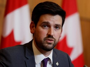 Minister of Immigration, Refugees and Citizenship Sean Fraser attends a press conference with United Nations High Commissioner for Refugees Filippo Grandi in Ottawa, April 6, 2022.
