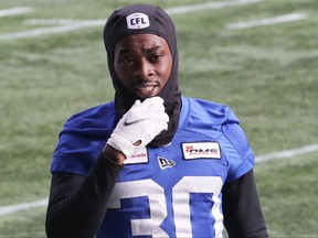 Defensive back Winston Rose led the Blue Bombers in interceptions this season.