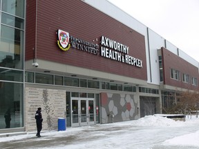 The Axworthy Health and RecPlex at the University of Winnipeg on Saturday, Nov. 12, 2022. On Nov. 10, 2022, Winnipeg Police arrested a 45-year-old man armed with a large machete who police said was threatening students, security staff and patrons at the RecPlex and the adjacent University of Winnipeg campus. He was charged with possession of a weapon, uttering threats to cause death or bodily harm and resisting a police officer and detained in custody.