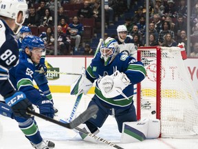 Sam Gagner (89) of the Winnipeg Jets shoots the puck past goalie Spencer Martin of the Vancouver Canucks for a goal during the third period in NHL action on Dec. 17, 2022 at Rogers Arena in Vancouver.
