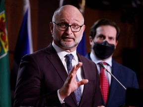 Canadian Minister of Justice and Attorney General of Canada David Lametti speaks during a press conference on Parliament Hill on February 16, 2022.
