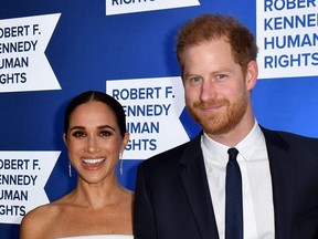Prince Harry, Duke of Sussex, and Meghan, Duchess of Sussex, arrive at the 2022 Robert F. Kennedy Human Rights Ripple of Hope Award Gala at the Hilton Midtown in New York City, Tuesday, Dec. 6, 2022.