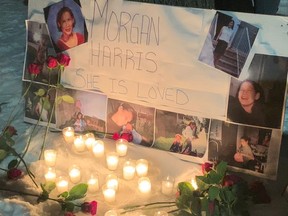 Pictures of Morgan Harris were displayed at a vigil in Winnipeg on Thursday, Dec. 1, 2022, held to mourn the women who is now one of four women alleged to have been killed by Jeremy Skibicki.