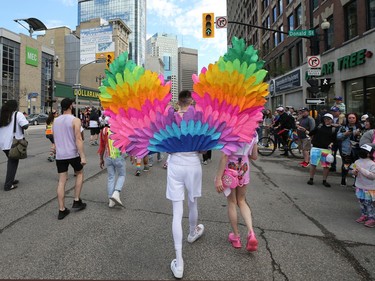 Rainbow wings at the Pride Winnipeg parade through downtown on Sun., June 5, 2022.