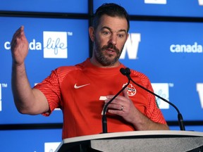 Winnipeg Blue Bombers general manager Kyle Walters conducts his season-ending press conference at IG Field in Winnipeg on Tues., Nov. 29, 2022.  KEVIN KING/Winnipeg Sun