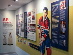 The City of Winnipeg and True North Sports + Entertainment (TNSE) officially unveiled several displays in the St. James Civic Centre in Winnipeg on Friday, Dec. 9, 2022, honouring the life and career of Winnipeg hockey legend Ab McDonald, including two murals donated by TNSE located within the Ab McDonald Arena. Four-time Stanley Cup champion and the first captain of the Winnipeg Jets and member of the Jets hall of fame, McDonald passed away in 2018 at the age of 82.