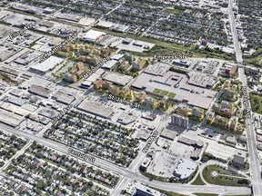 Conceptual drawings released of the planned residential developments surrounding CF Polo Park released by Shindico Realty on Thursday.