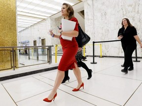Deputy Prime Minister and Minister of Finance Chrystia Freeland arrives to the Public Order Emergency Commission in Ottawa, Thursday, Nov. 24, 2022.
