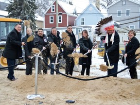 A ceremony in Winnipeg on Wednesday saw officials break ground on a $17.4 million affordable housing apartment complex project at 380 Young St., just steps from the University of Winnipeg’s (UW) downtown campus. Dave Baxter/Winnipeg Sun/Local Journalism Initiative