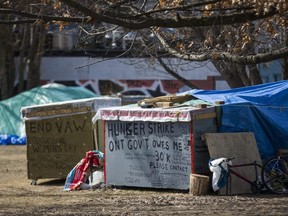 A homeless encampment at Trinity Bellwoods Park in Toronto, March 9, 2021.