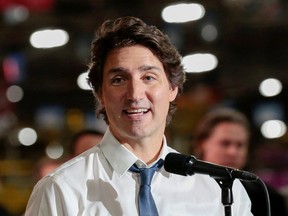 Prime Minister Justin Trudeau addresses the media during a tour of the Stellantis Windsor Assembly Plant in Windsor, Ont., Jan. 17, 2023.
