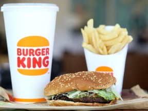In this photo illustration, a Burger King Whopper hamburger is displayed on April 5, 2022 in San Anselmo, Calif.