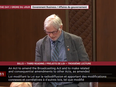 Senator David Richards seen delivering a lengthy denunciation of Bill C-11, which would impose strict Canadian content controls across much of the internet.