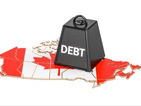 Canadian national debt or budget deficit, financial crisis concept