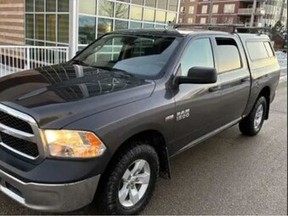 Winnipeg Police Service released a photo of a grey Dodge Ram 1500, ST Crew Cab on Tuesday. Winnipeg Police are investigating a carjacking involving a firearm at a hotel parking lot in the 700 block of King Edward Street in Winnipeg that occurred on Feb. 6, 2023, at around 12:45 a.m.