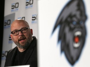 Greg Fettes, Ice owner, speaks during a press conference to officially announce the Kootenay ice are moving to Winnipeg, at The Rink Training Centre on MacGillivray Boulevard in Winnipeg, on Tuesday, Jan. 29, 2019.