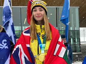 Sofia Bieber (17, Winnipeg) has her fifth medal of the 2023 Canada Games on Friday, Feb. 24, 2023, a gold in the women's mass start. This is the third gold medal she's adding to her two silvers, for a total of five.