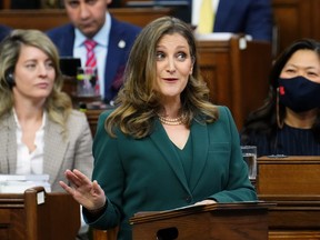 Deputy Prime Minister and Minister of Finance Chrystia Freeland delivers the federal budget in the House of Commons on Parliament Hill in Ottawa, March 28, 2023.