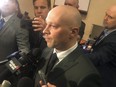 Toronto Councillor Brad Bradford speaks to media at City Hall on Wednesday, February 15, 2023.