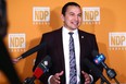 New Democratic Party leader Wab Kinew responds to the 2023 provincial budget at the Manitoba Legislative Building in Winnipeg on Tuesday, March 7, 2023.